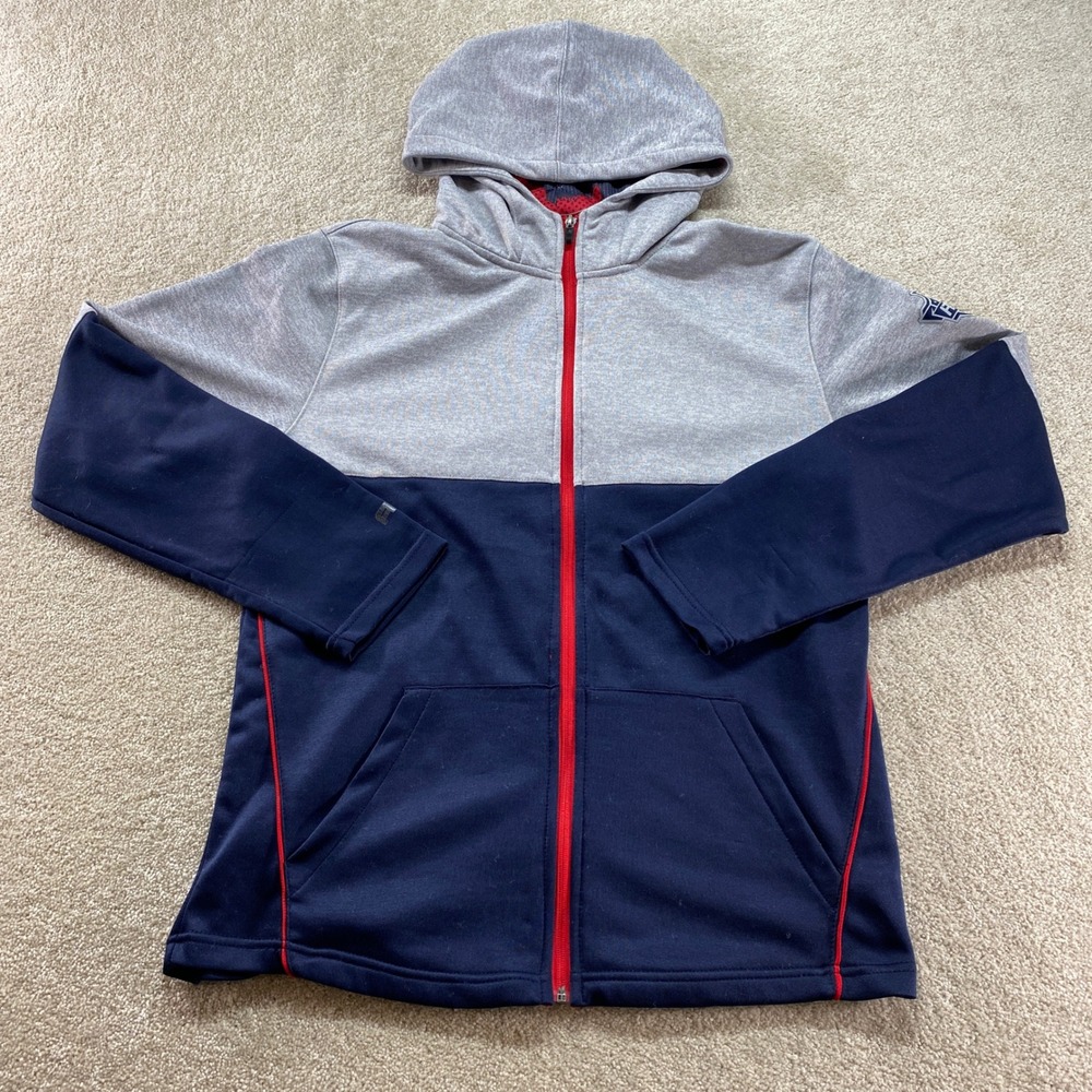 AND1 Full Zip Hoodie Mens Large Gray Navy Blue‎ Colorblock Athletic Jacket